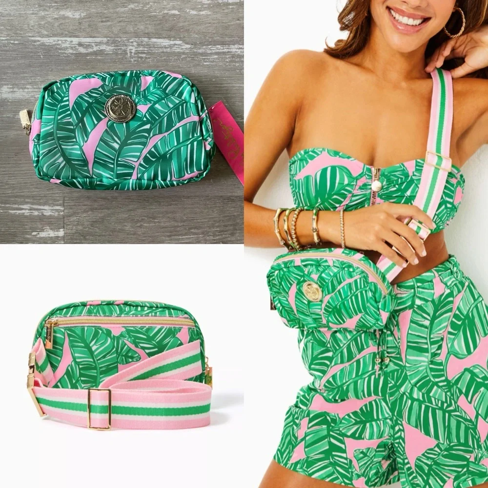 NWT Lilly Pulitzer Jeanie Belt Bag Fanny Pack Crossbody in Pink Lets Go Bananas - Picture 1 of 9